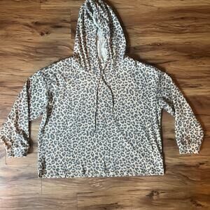 C&C California Animal Cheetah Leopard Print Soft Hooded Sweater Size  1X